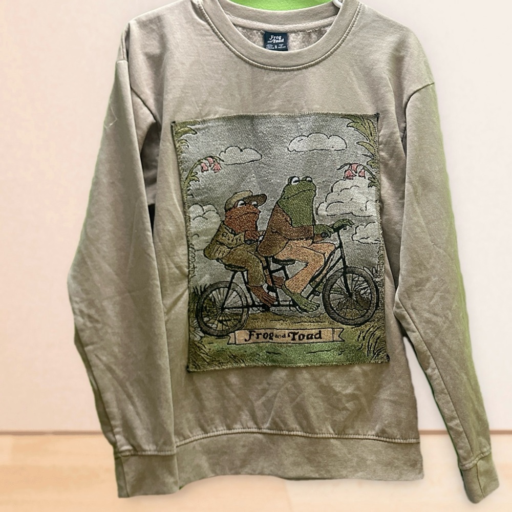 Unbranded Olive Green Frog and Toad Graphic Crewneck Sweater Mens S